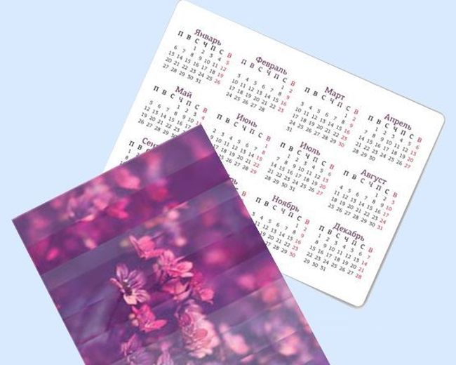 Печать карманных календарей большим тиражом по низким ценам