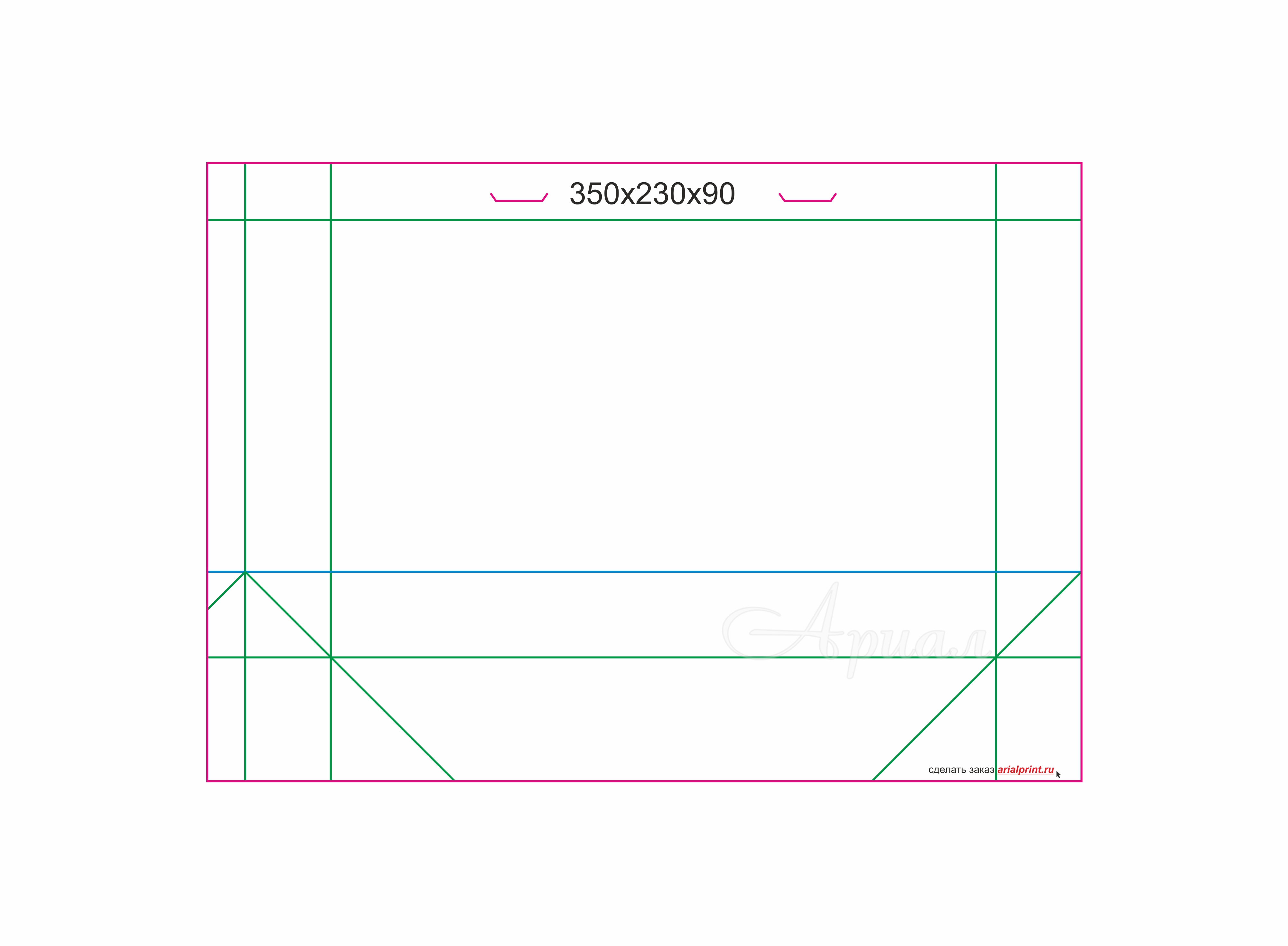 Штанцформа пакета 350×230×90 мм