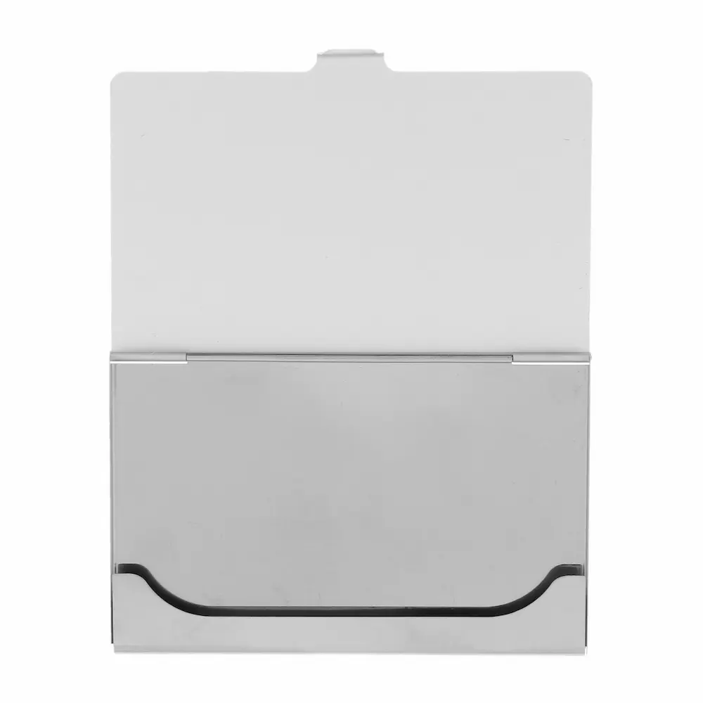 Визитница металлическая, горизонтальная, серебристая