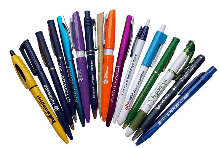 Тампопечать, УФ-печать, Шелкография на ручках из пластика Happy Gifts