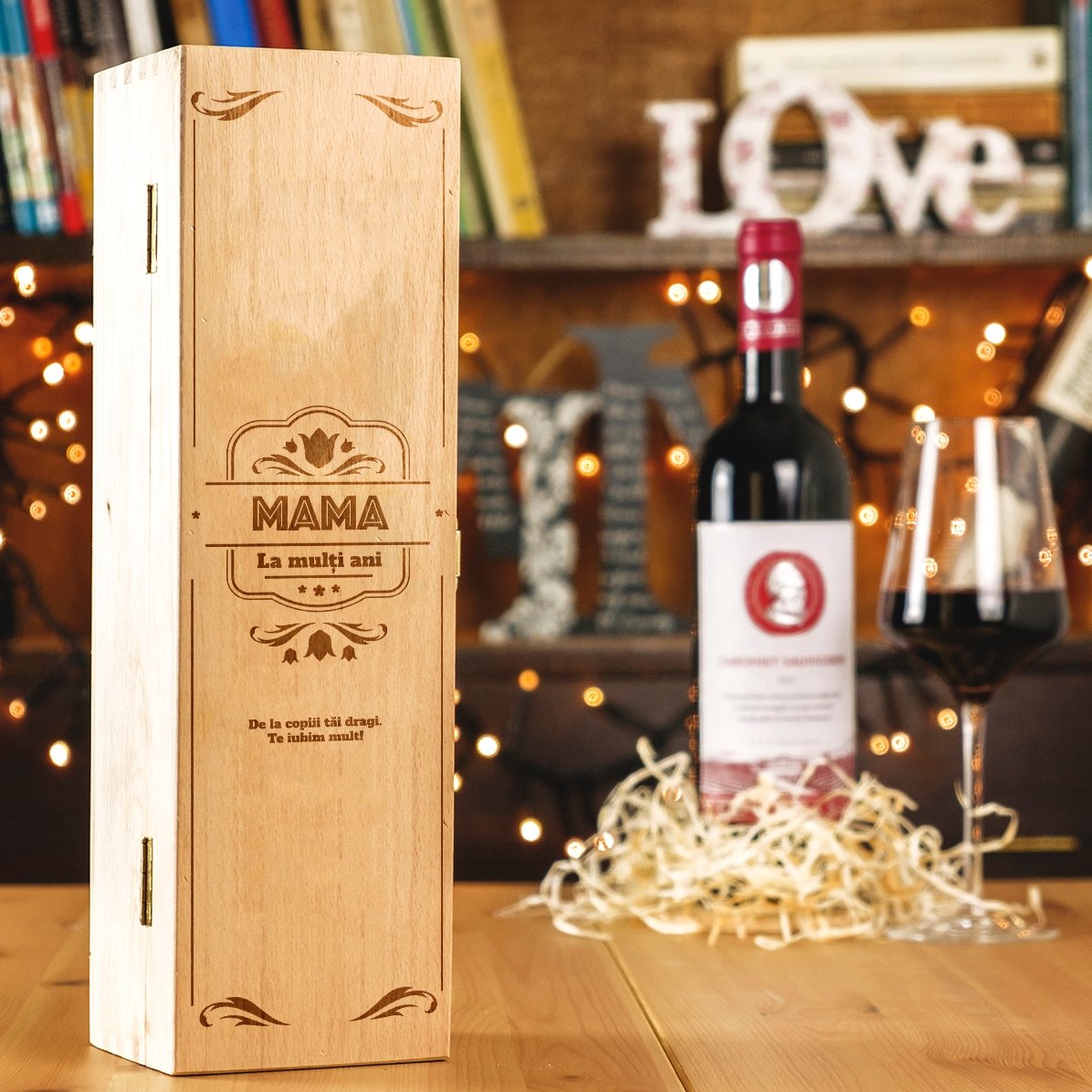 Cutie de vin personalizată - Dragă Mamă