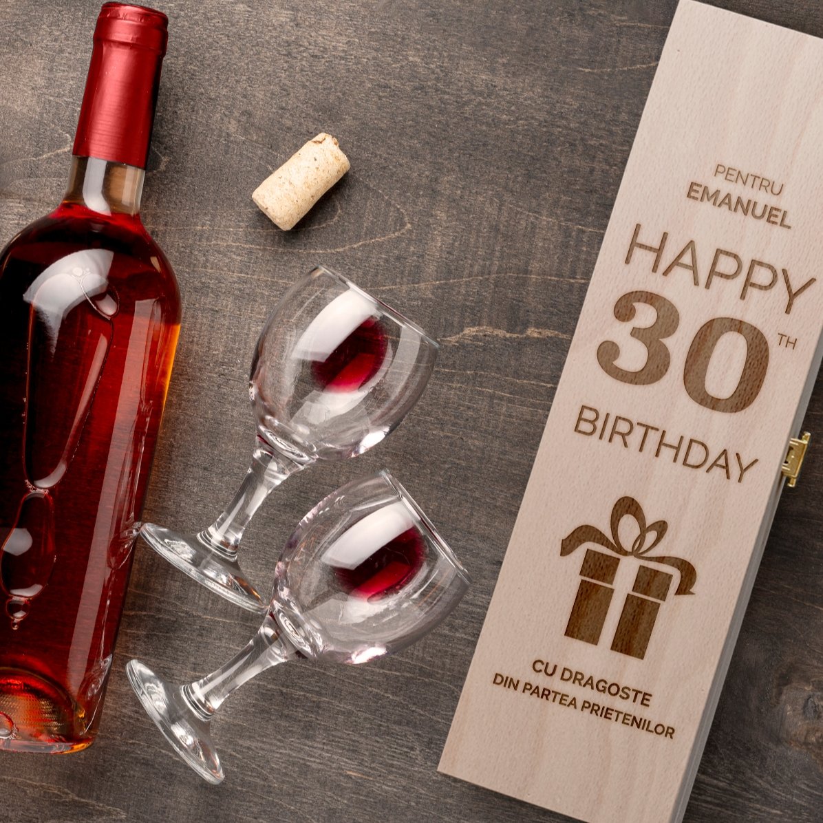 Cutie de vin personalizată - Happy Birthday Gift