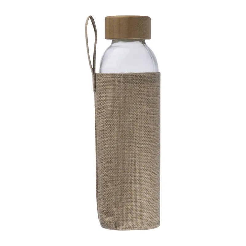 Sticlă personalizată CARLOTTA, 500 ml, cu husă din iută