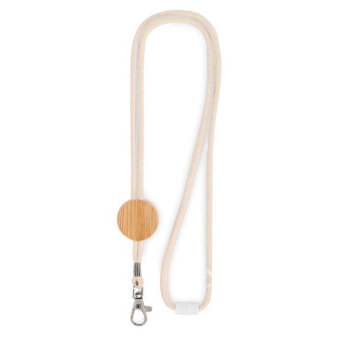MO6830 Lanyard din cotton cu carabina si cord detasabil KARA MO6830 Lanyard din cotton cu carabina si cord detasabil KARA