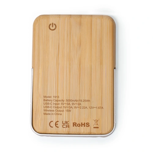 Power Bank wireless magnetic din bambus YOKAS