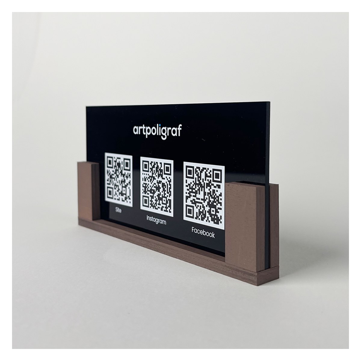 Suport QR Tab Panorama cu bază din lemn Suport QR Tab Panorama cu bază din lemn