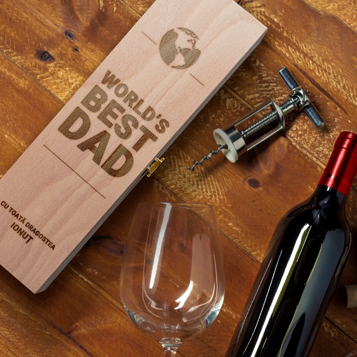 Cutie de vin personalizată - World's Best Dad