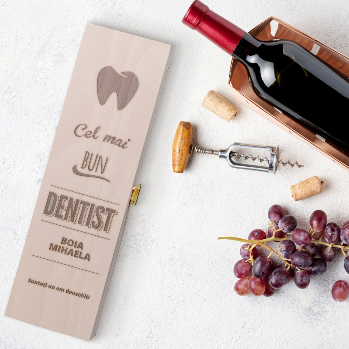 Cutie de vin personalizată - Cel mai bun dentist