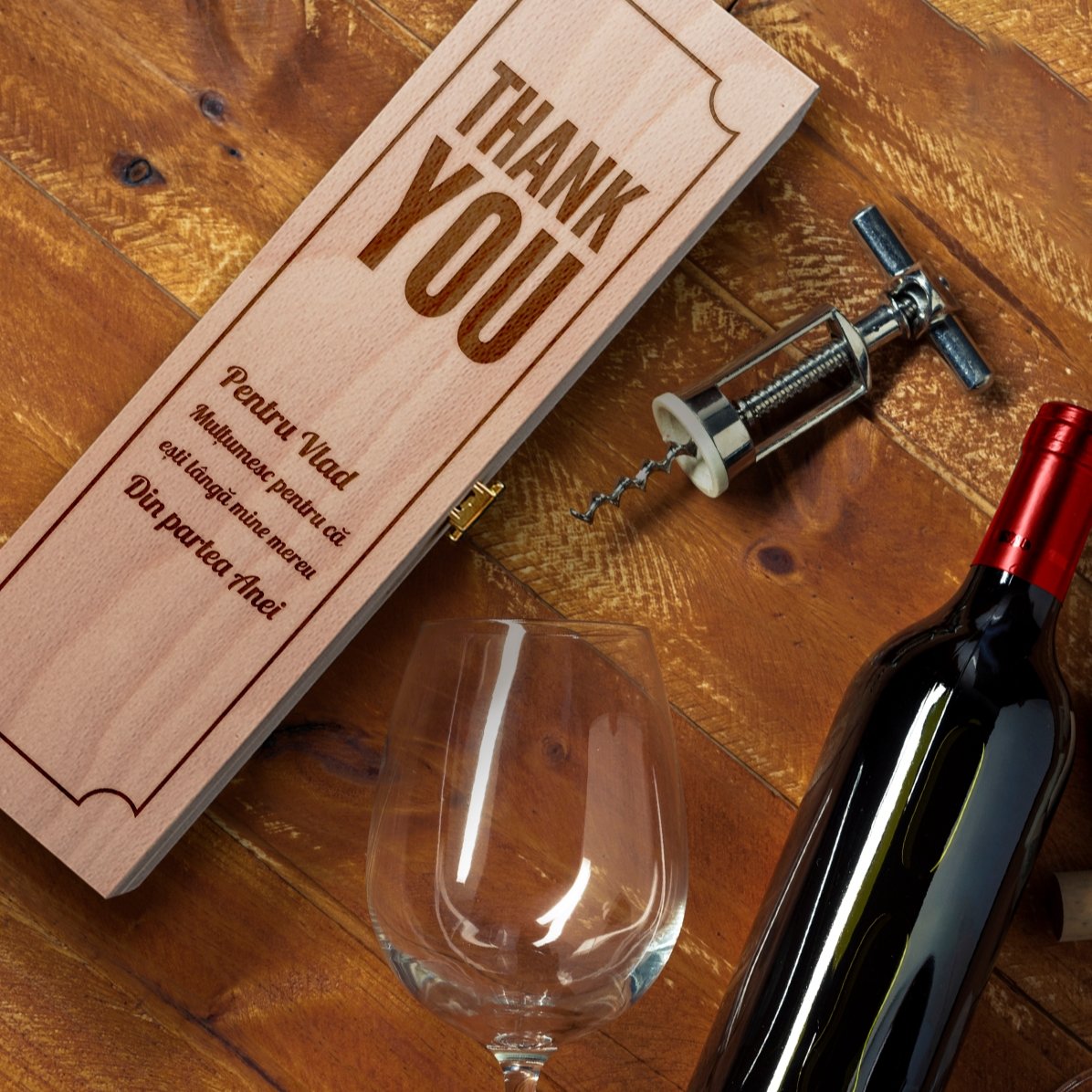 Cutie de vin personalizată - Thank You