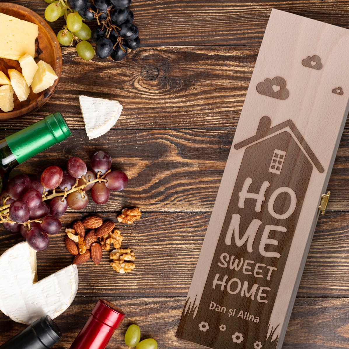 Cutie de vin personalizată - Home Sweet Home