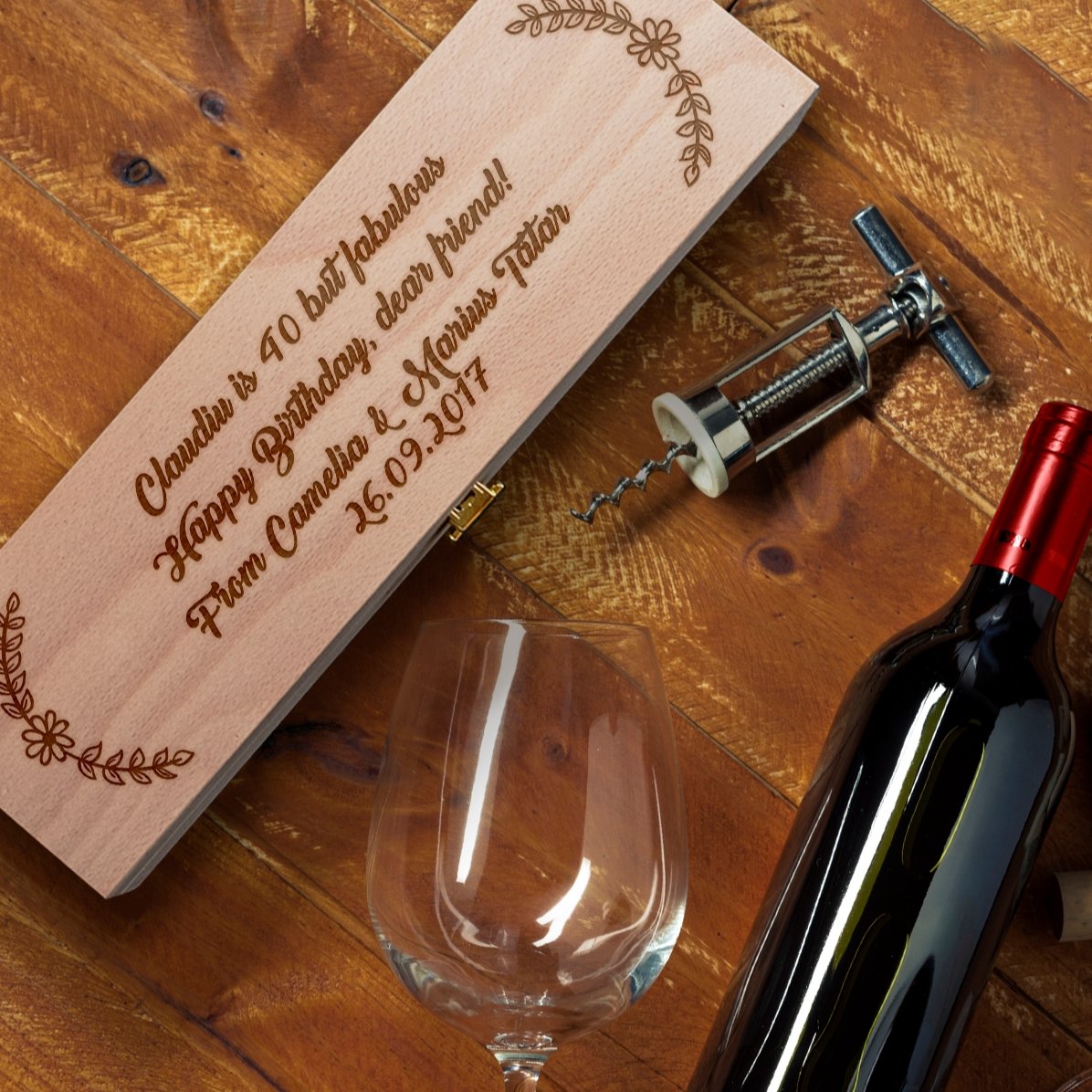 Cutie de vin personalizată cu mesaj