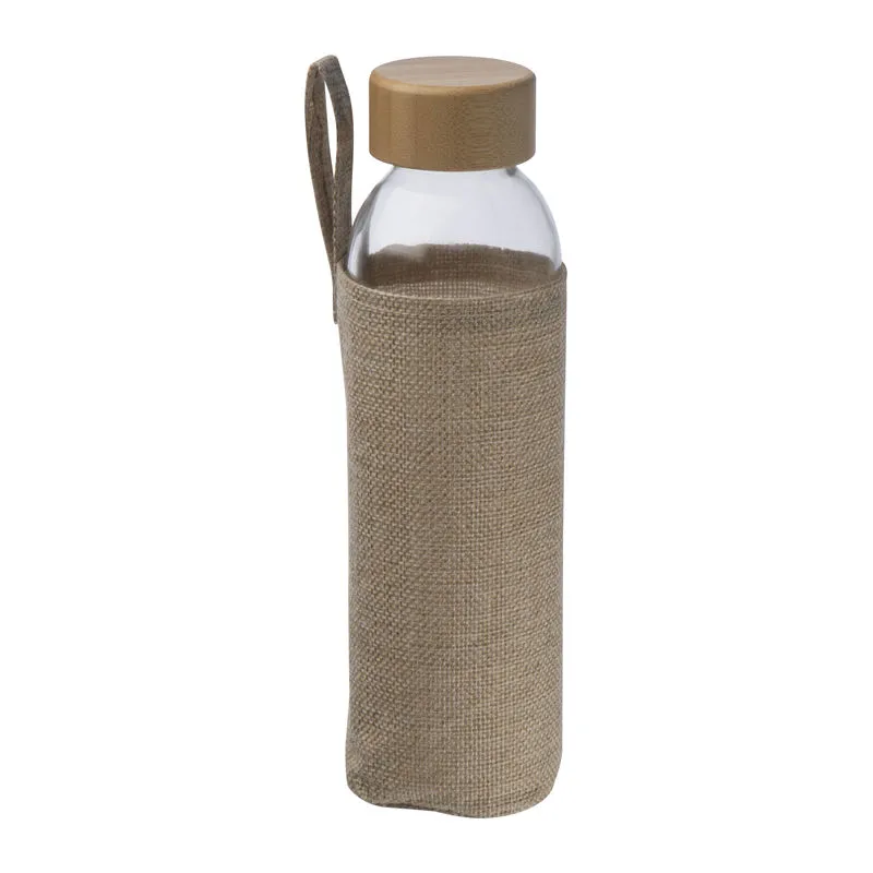 Sticlă personalizată CARLOTTA, 500 ml, cu husă din iută