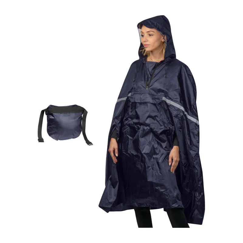 Poncho de ploaie personalizat, pliabil, cu bandă reflectorizantă, FAUSTO