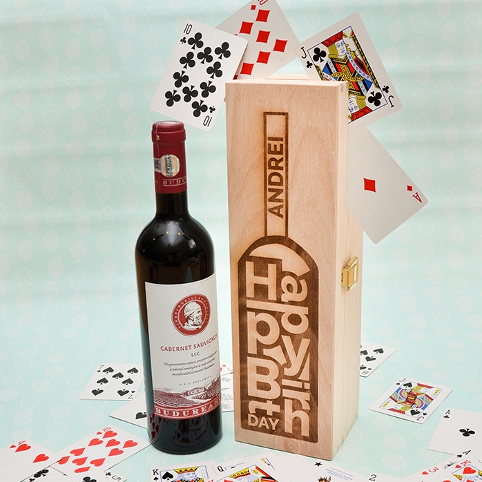 Cutie de vin personalizată - Happy Birthday bottle