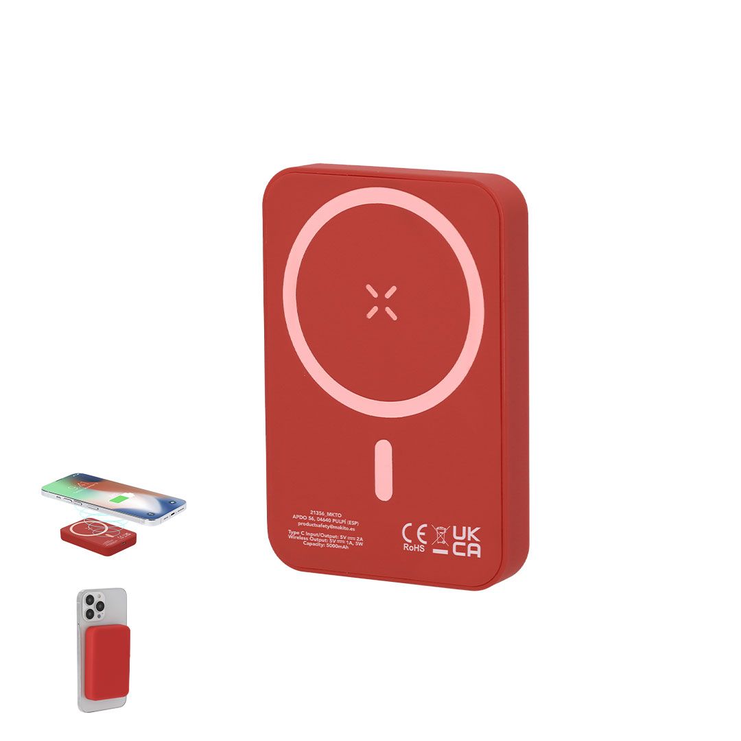 Baterie externă personalizată cu încărcare wireless și prindere magnetică, 5.000 mAh, TUDELAK