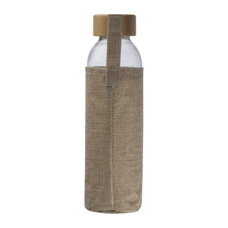 Sticlă personalizată CARLOTTA, 500 ml, cu husă din iută