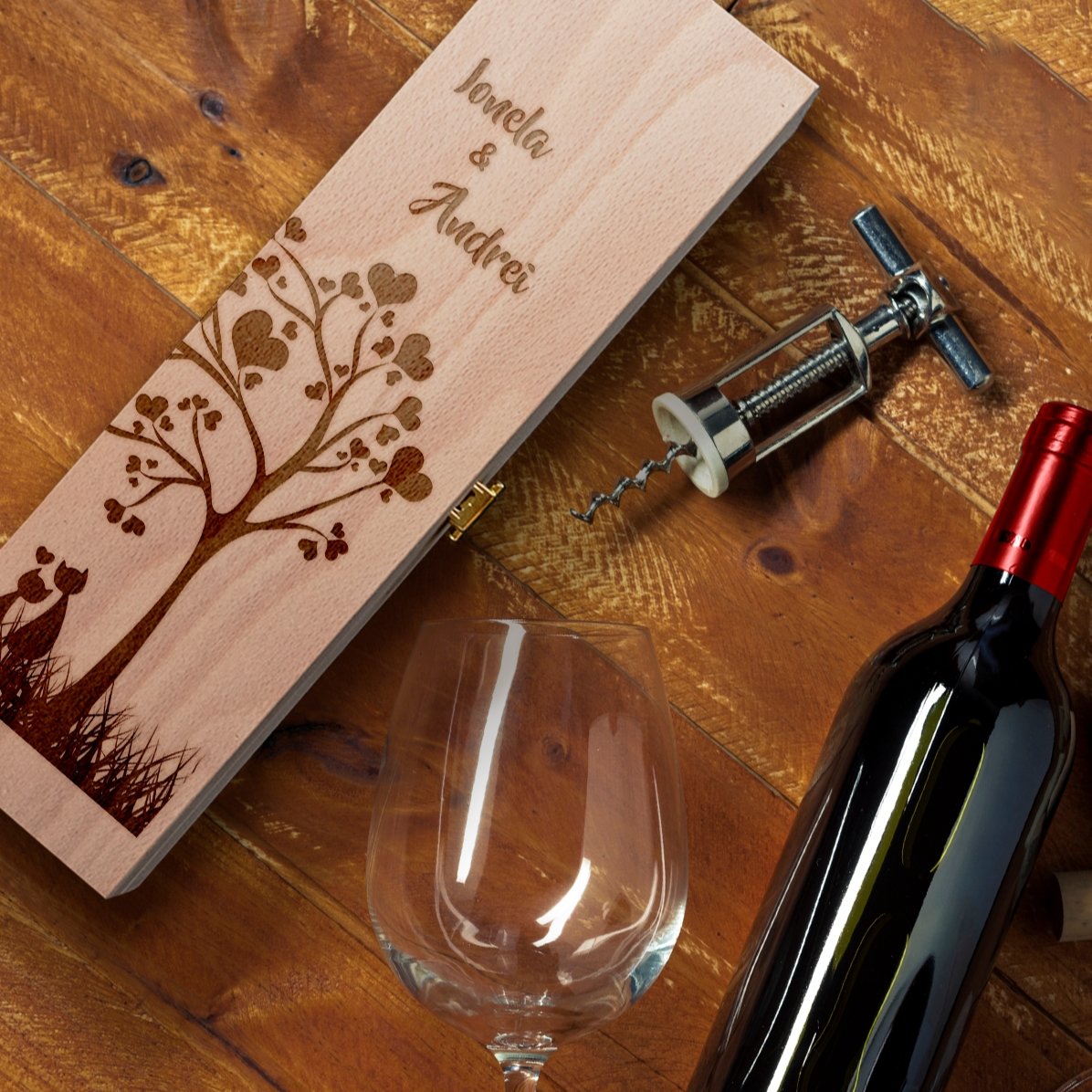Cutie de vin personalizată - Copacul dragostei