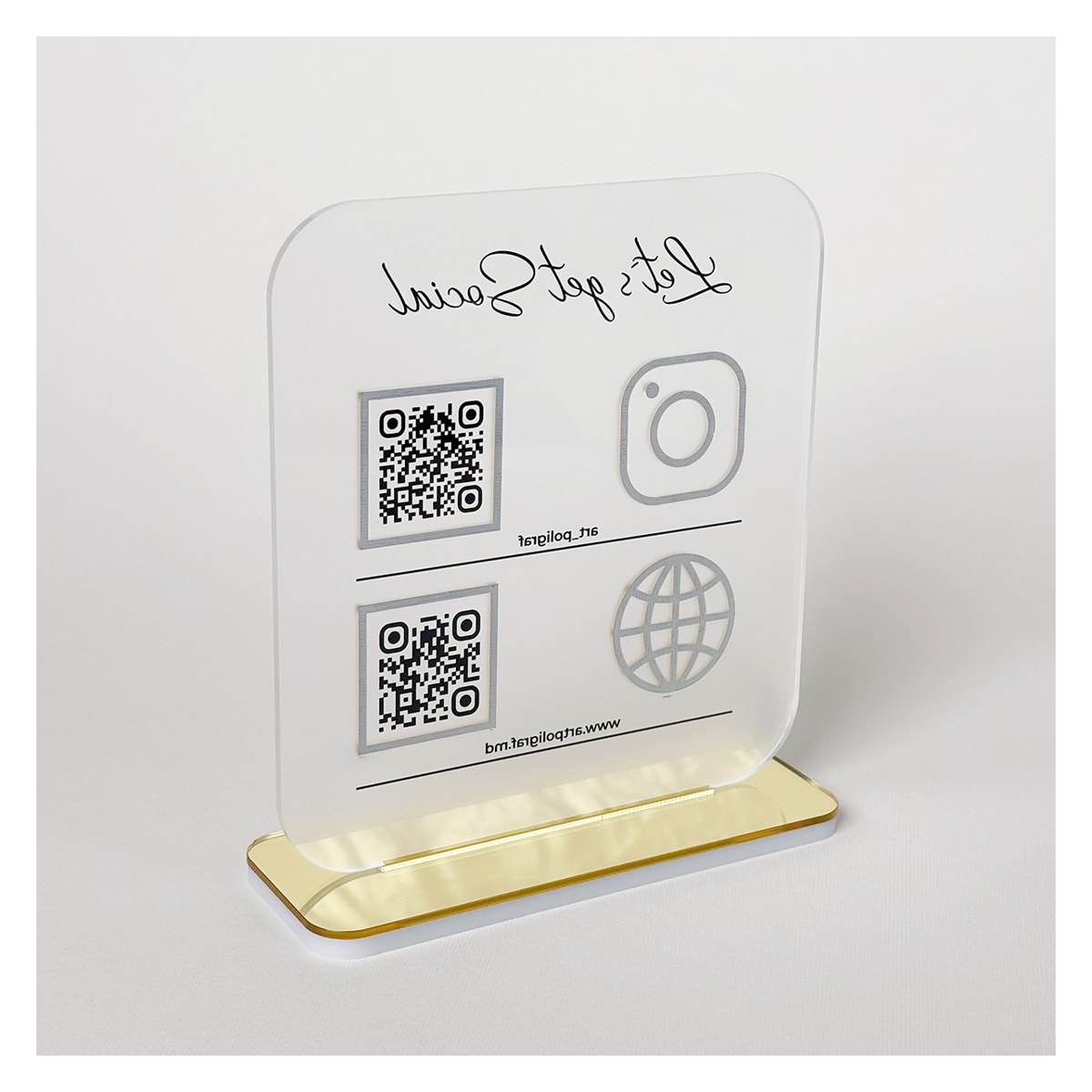 Suport QR Tab Social Duo cu bază aurie