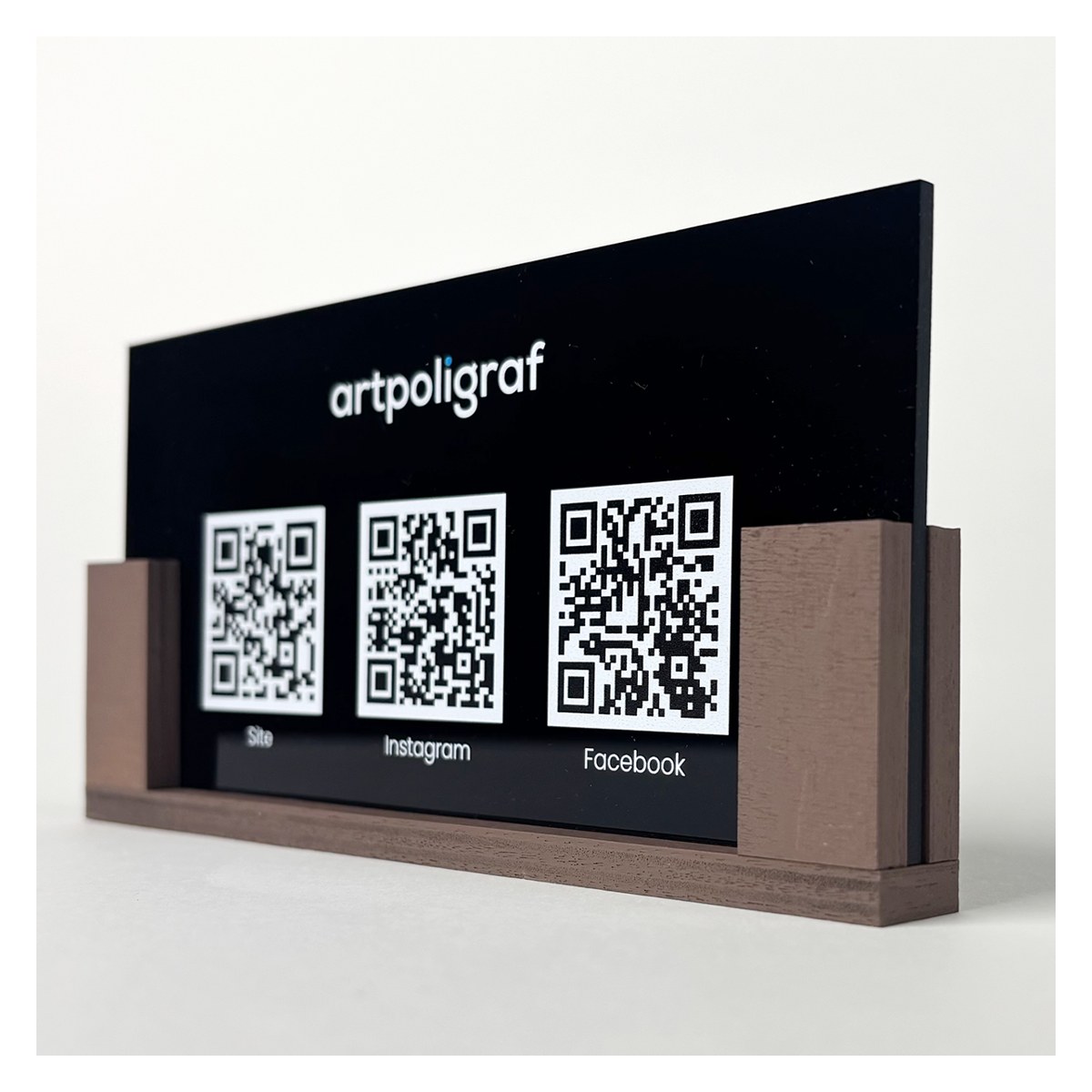 Suport QR Tab Panorama cu bază din lemn Suport QR Tab Panorama cu bază din lemn