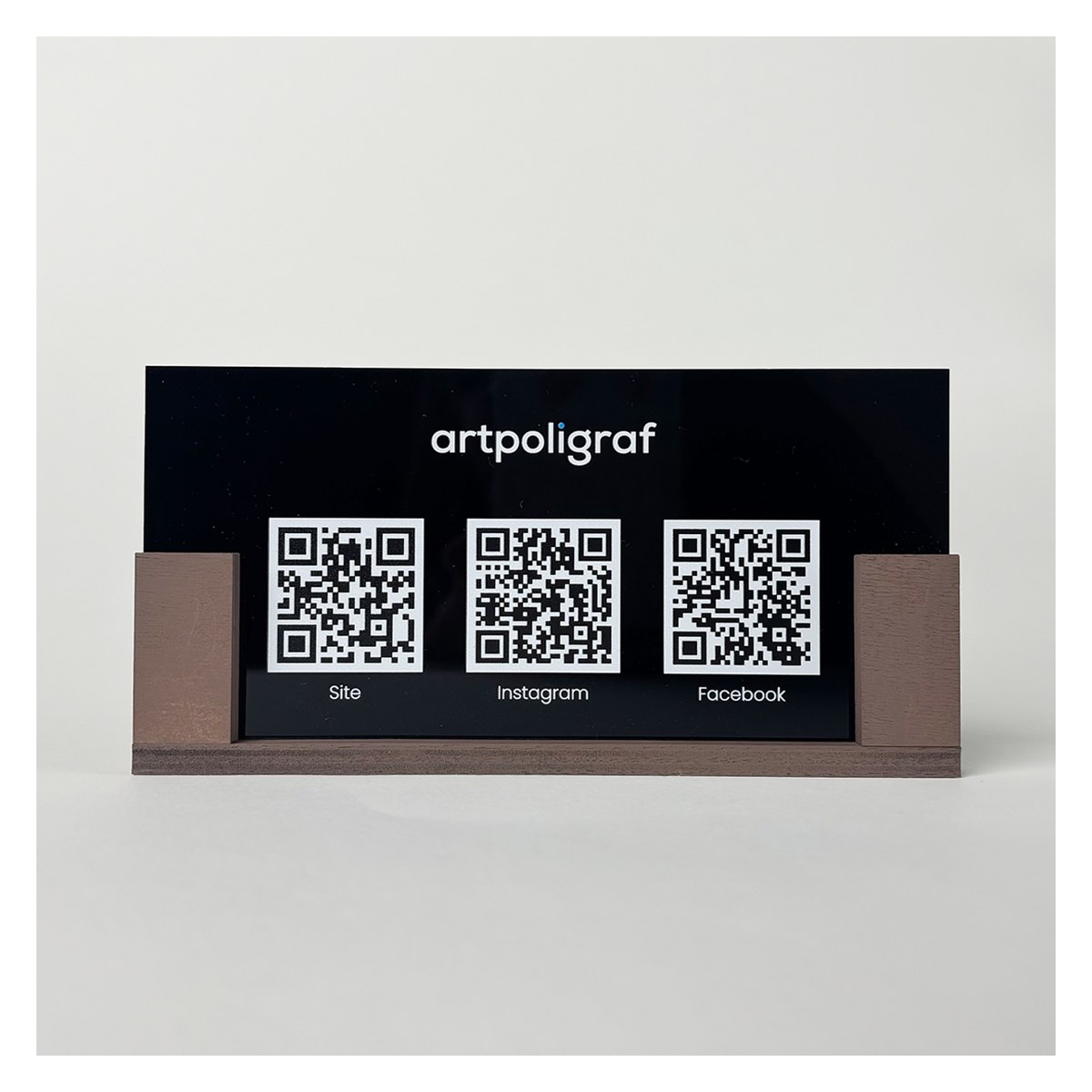 Suport QR Tab Panorama cu bază din lemn Suport QR Tab Panorama cu bază din lemn