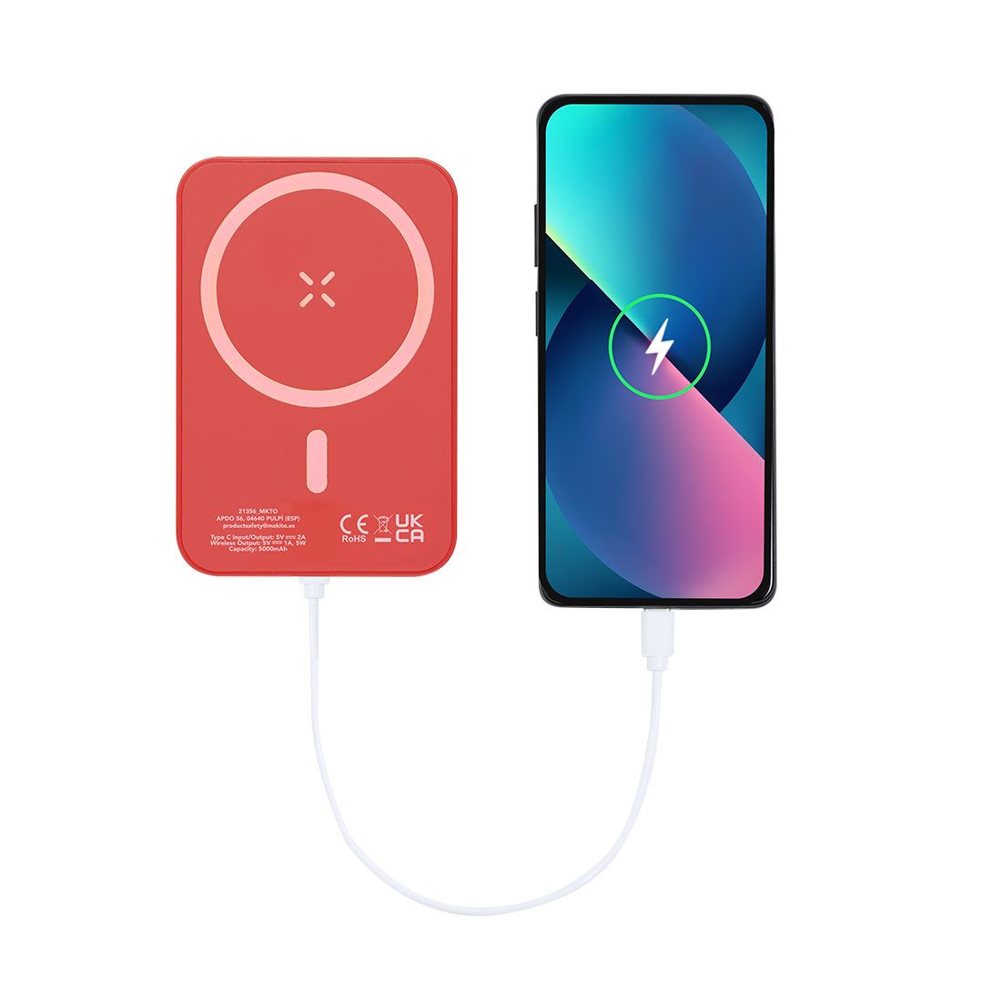 Baterie externă personalizată cu încărcare wireless și prindere magnetică, 5.000 mAh, TUDELAK