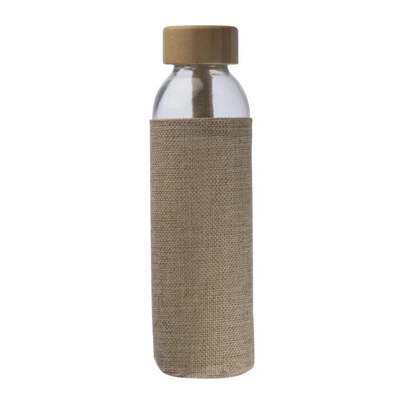 Sticlă personalizată CARLOTTA, 500 ml, cu husă din iută