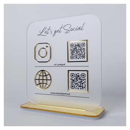 Suport QR Tab Social Duo cu bază aurie